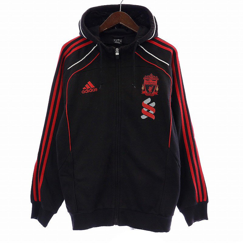 Analog フード付きジャケット XL 赤/黒 アディダス adidas LIVERPOOL ジップアップパーカー ジャケット