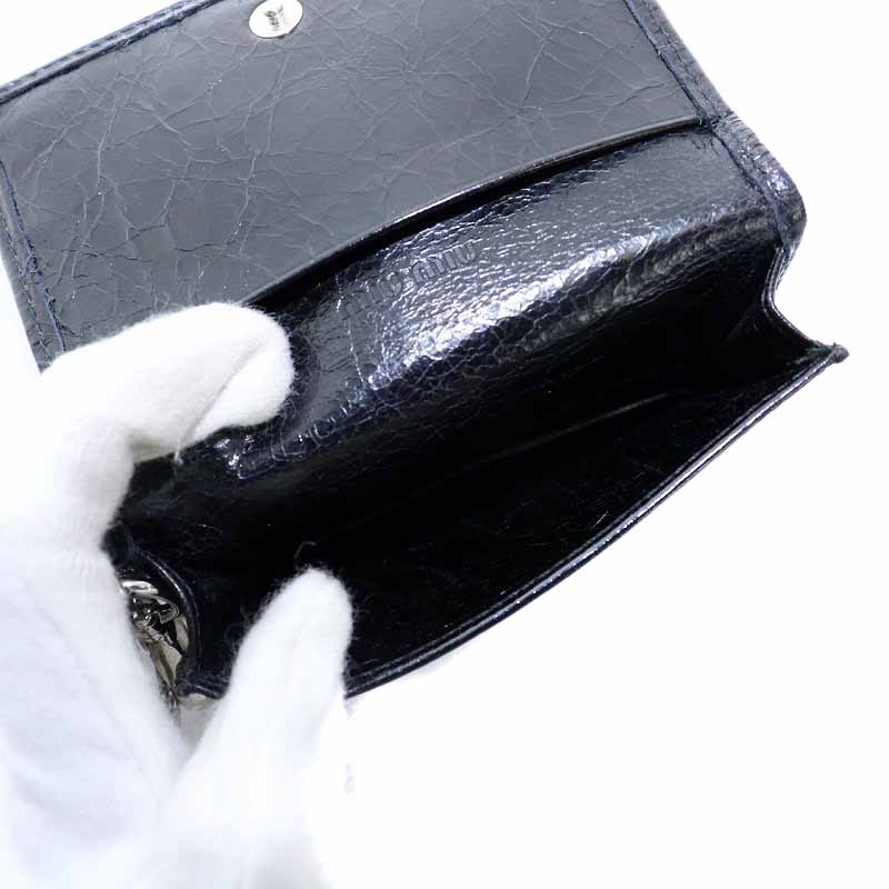 miu miu ブラック レザー カードケース 名刺入れ ミュウミュウ miumiu カードケース 名刺入れ 二つ折り レザー