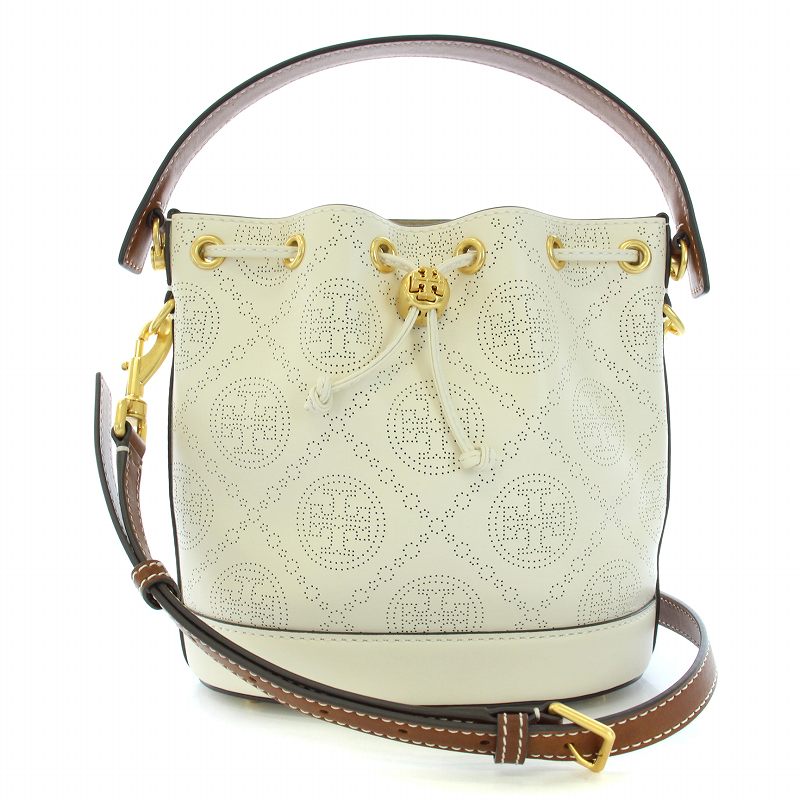 トリーバーチ TORY BURCH Tモノグラム パーフォレート レザー バケット 