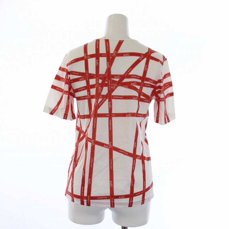 エルメス HERMES ボルディック柄 Tシャツ カットソー 半袖 リボン XS 