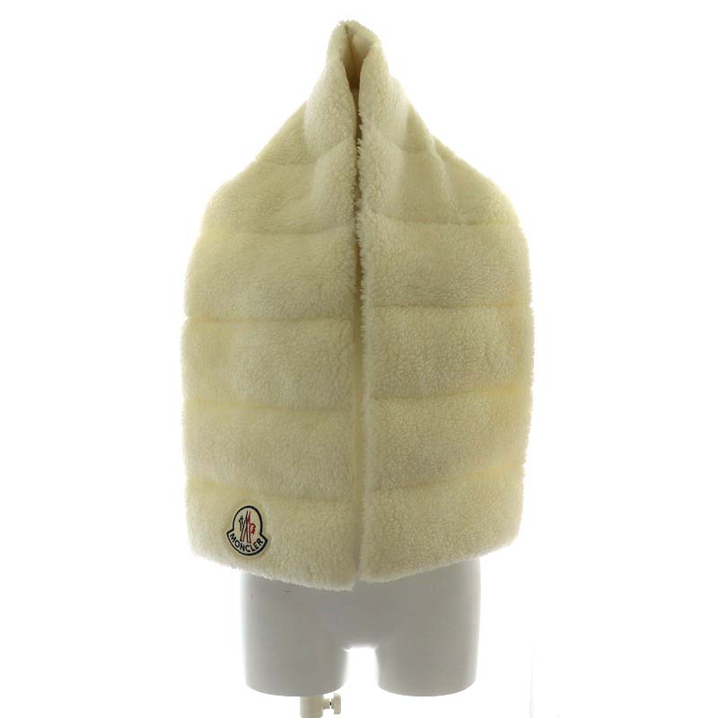 モンクレール MONCLER ダウンマフラー ボア ワッペン 白