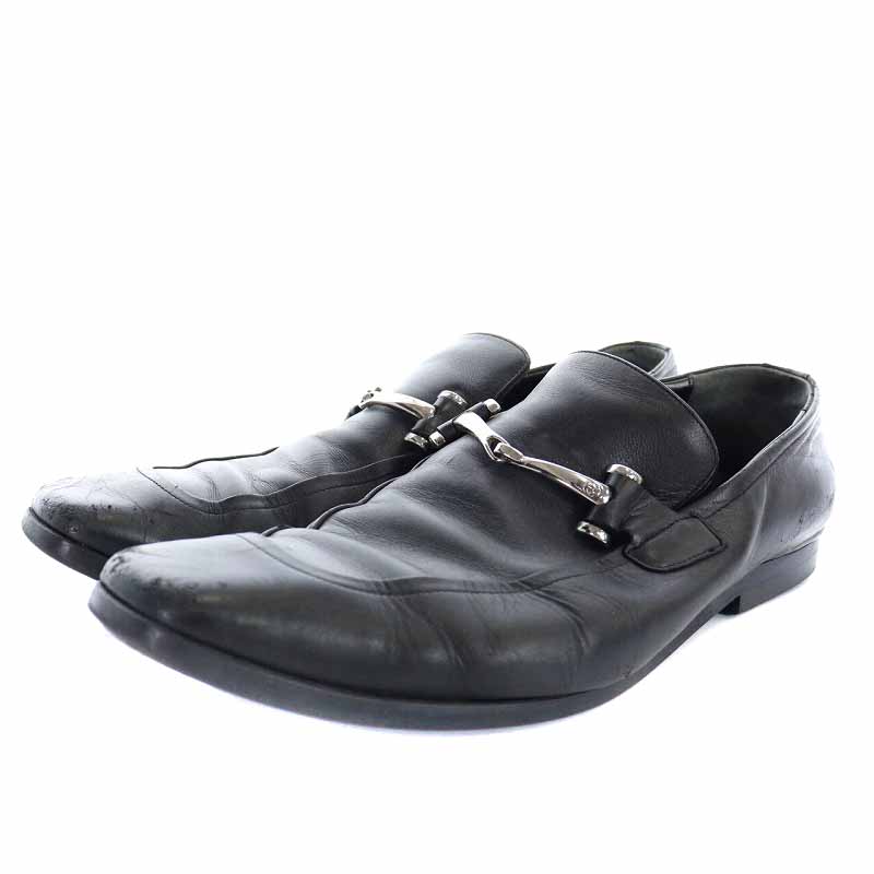 GUCCI グッチ ビットローファー スクエアトゥ ブラック 24.5 グッチ GUCCI ビットローファー レザー スクエアトゥ 39.5 24.5