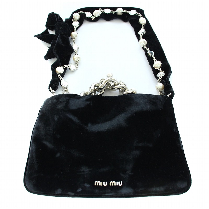 ミュウミュウ miumiu ショルダーバッグ ハンドバッグ ベロア ビジュー  