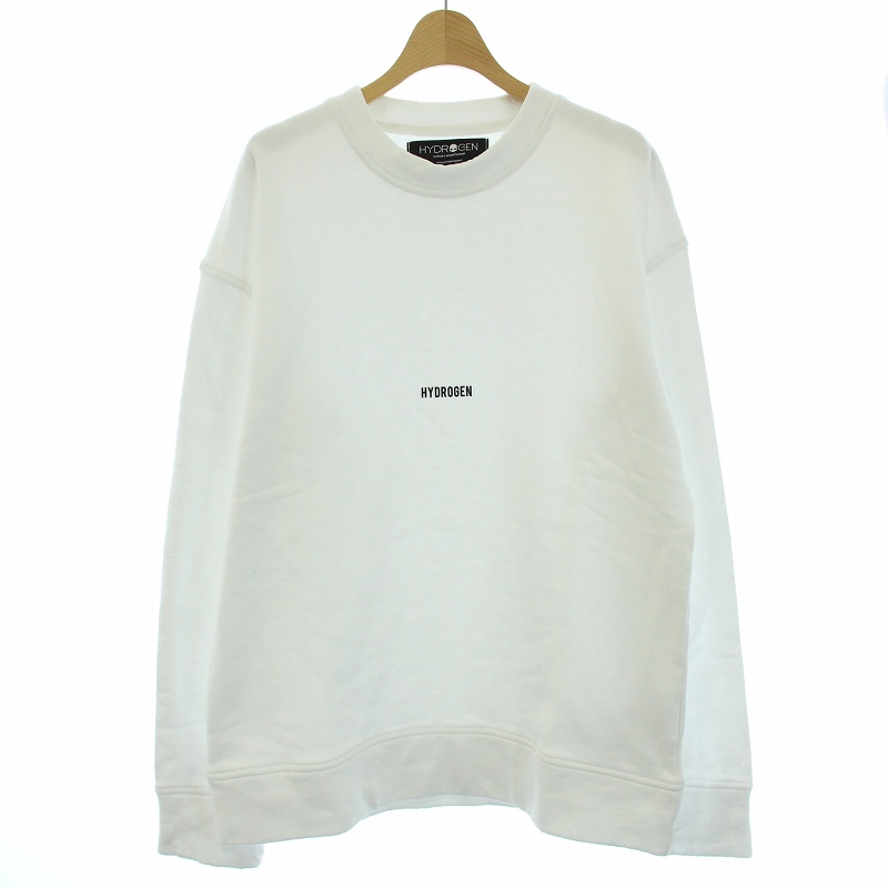 ハイドロゲン HYDROGEN スウェット トレーナー 裏起毛 長袖 ロゴ S 白  