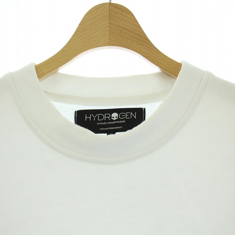 ハイドロゲン HYDROGEN スウェット トレーナー 裏起毛 長袖 ロゴ S 白  