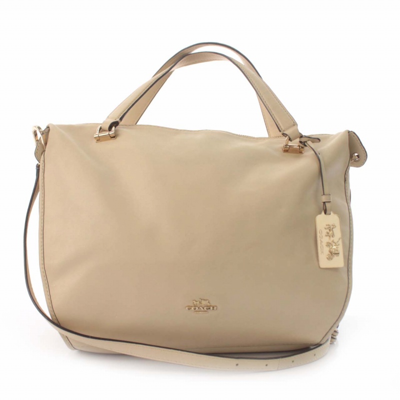 coach 2way ハンドバッグ 固 ショルダーバッグ ベージュ