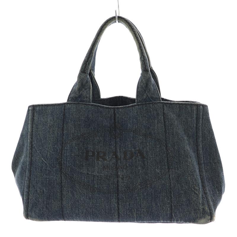 プラダ PRADA カナパM トートバッグ ハンドバッグ ロゴ デニム AVIO 