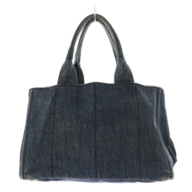 プラダ PRADA カナパM トートバッグ ハンドバッグ ロゴ デニム AVIO 