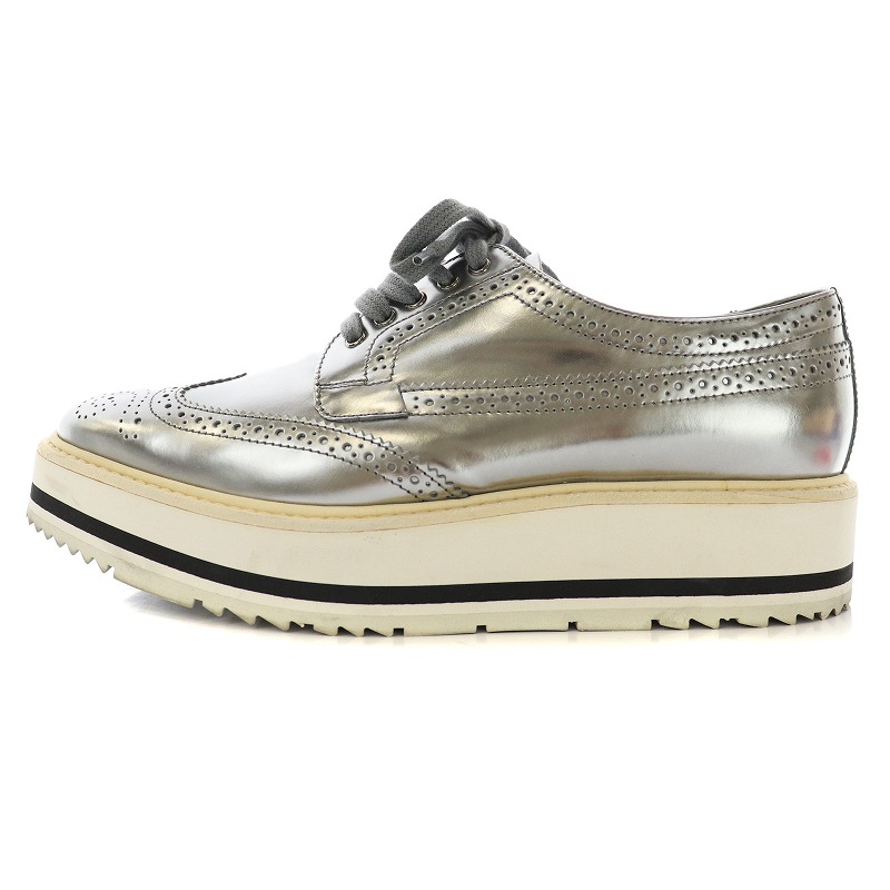 プラダ PRADA ウイングチップシューズ スニーカー 厚底 パンチング 