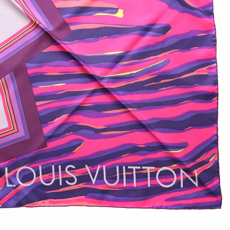 ルイヴィトン LOUIS VUITTON CARRE PONPONS ZEBRE FUS スカーフ シルク 