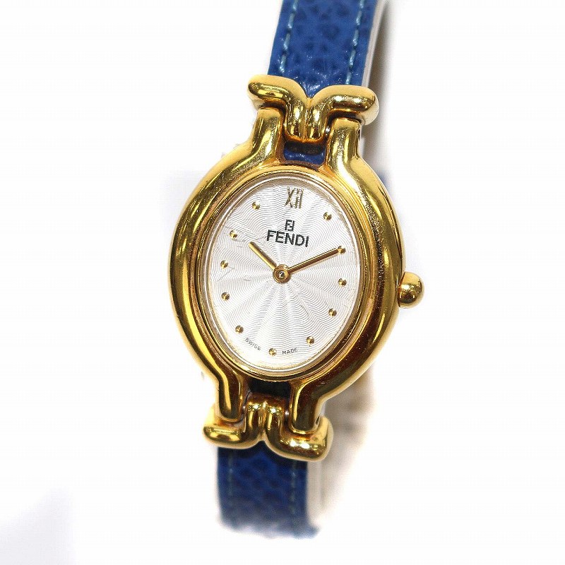 フェンディ FENDI ラウンド ローマン 640L 腕時計 チェンジベルト 革 