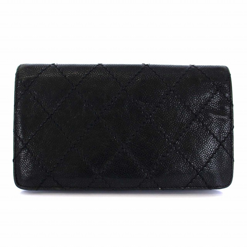 シャネル CHANEL ココマーク ビコローレ 長財布 二つ折り レザー 黒 