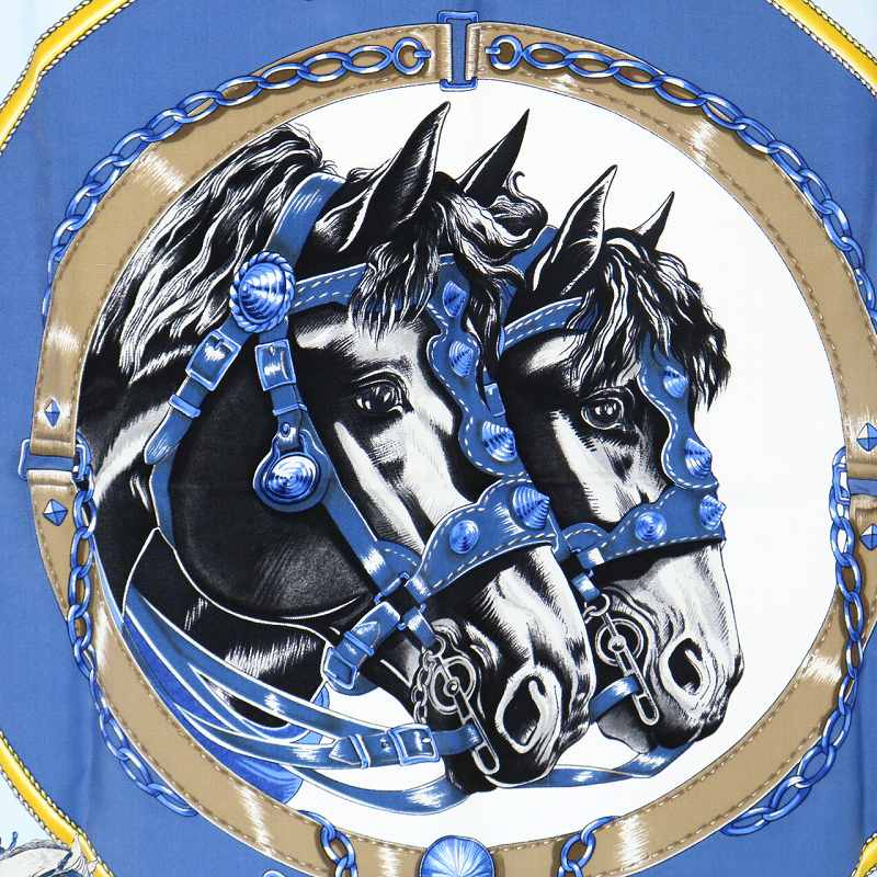 エルメス HERMES カレ90 CHEVAUX DE TRAIT 輓馬 スカーフ シルク 馬柄 