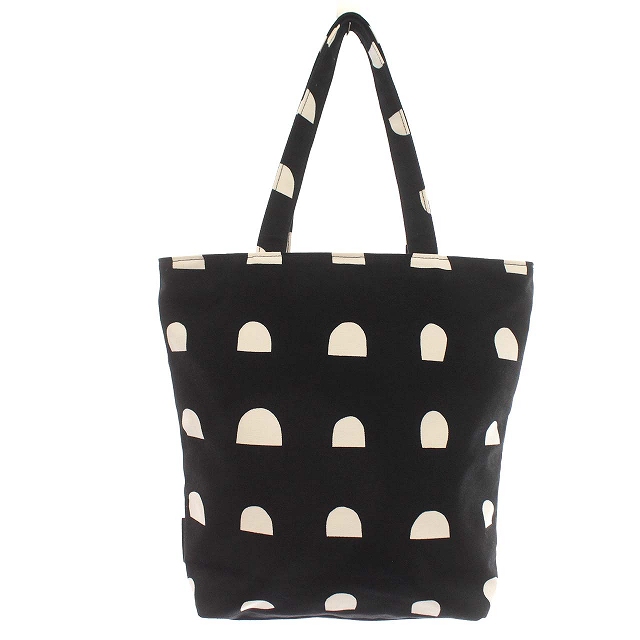 マリメッコ marimekko トートバッグ キャンバス エコバッグ 総柄 黒  