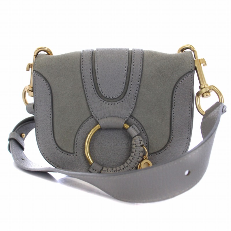 SeeByChloeグレー レザー スエード ショルダーバッグ