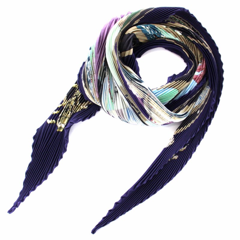 HERMES　エルメス　プリーツスカーフ　カレプリセ　カレ　マルチカラー　シルク エルメス HERMES スカーフ カレ プリセ BELLES AMURES プリーツ シルク