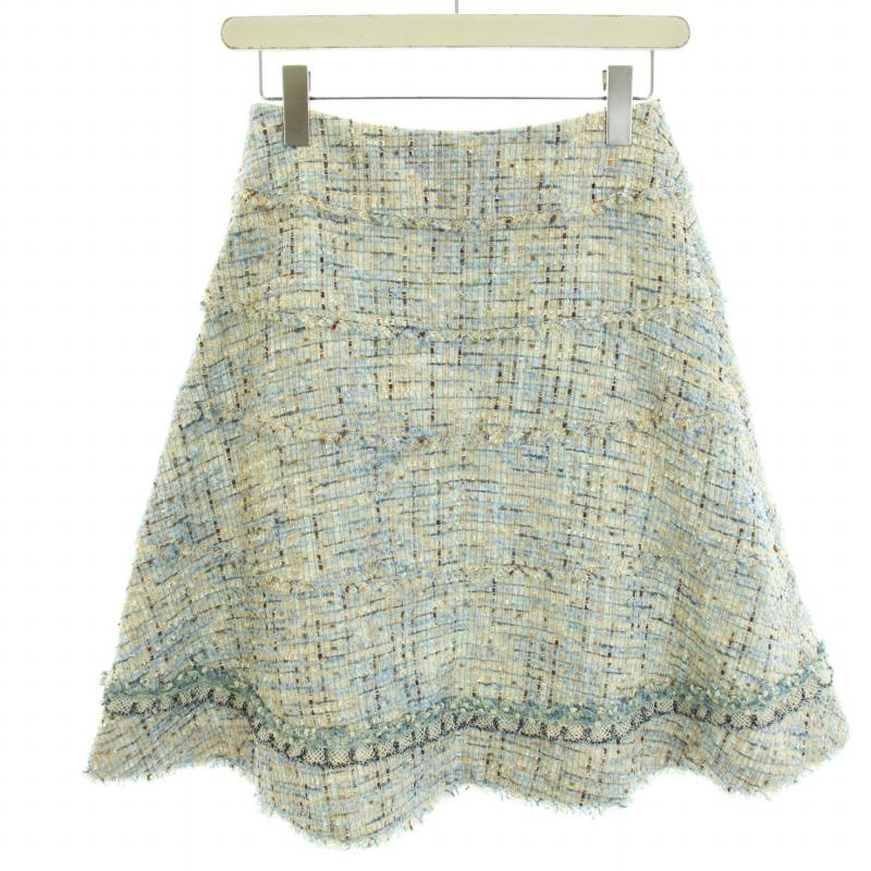 トゥービーシック TO BE CHIC フレアスカート ひざ丈 ツイード レース  