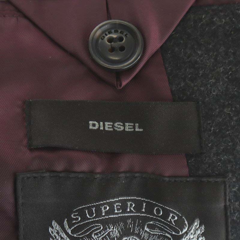 ディーゼル DIESEL チェスターコート ロング丈 レザー切替 ウール