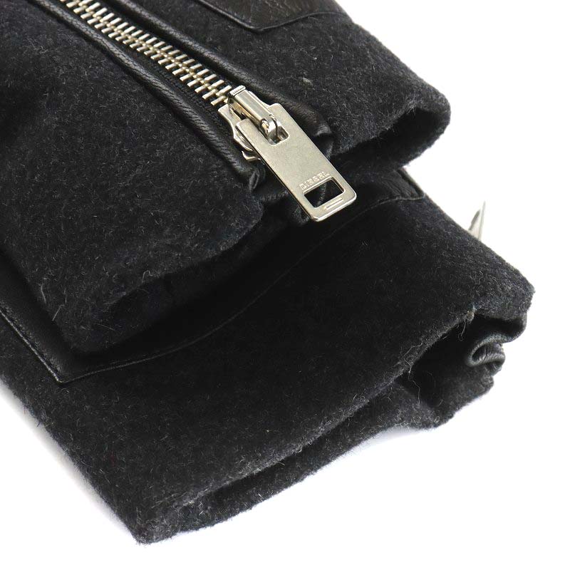 ディーゼル DIESEL チェスターコート ロング丈 レザー切替 ウール