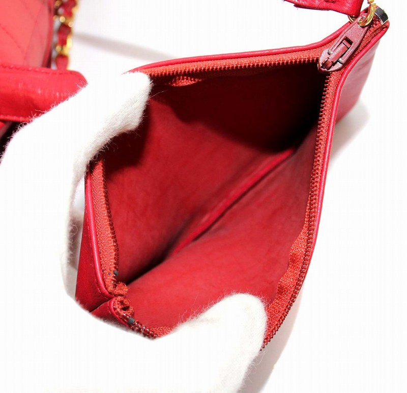 CHANEL シャネル ビコローレ ココマーク 巾着 チェーンショルダー 赤