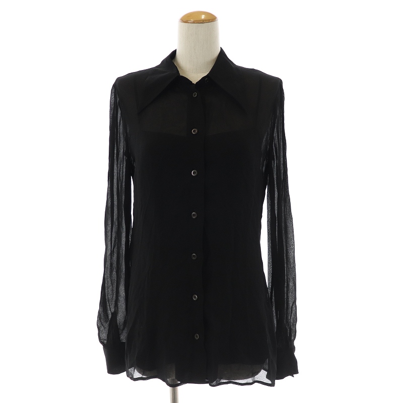 プラダ PRADA 2019 シアーブラウス シャツ 長袖 インナー付き 38 L 黒 
