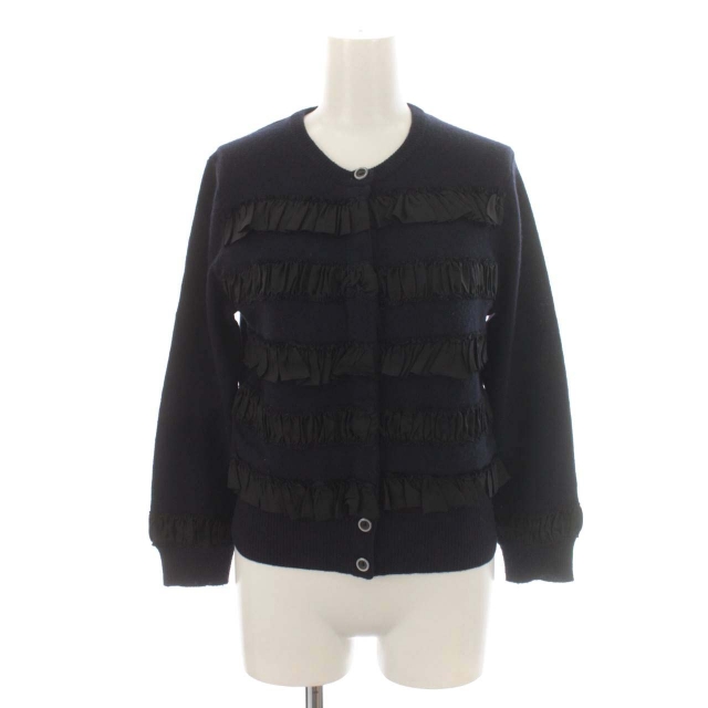 マークバイマークジェイコブス MARC by MARC JACOBS カーディガン フリル カシミヤ混 ウール ショート丈 S 紺 ネイビー /DK レディース