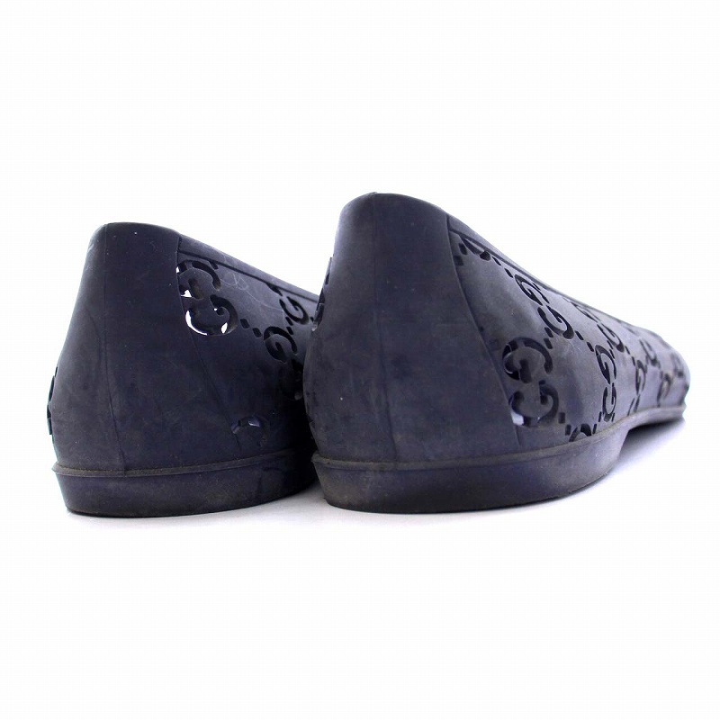 GUCCI GG柄フラットシューズ ラバー パンプス ネイビー 紺 グッチ GUCCI GG柄 パンプス フラットシューズ ラバー 36 23cm