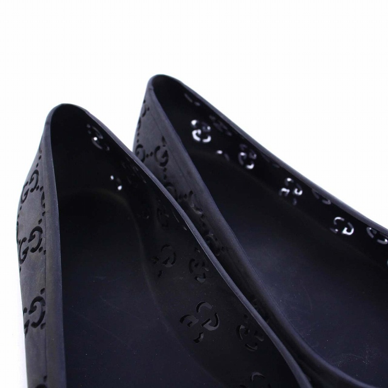 GUCCI GG柄フラットシューズ ラバー パンプス ネイビー 紺 グッチ GUCCI GG柄 パンプス フラットシューズ ラバー 36 23cm