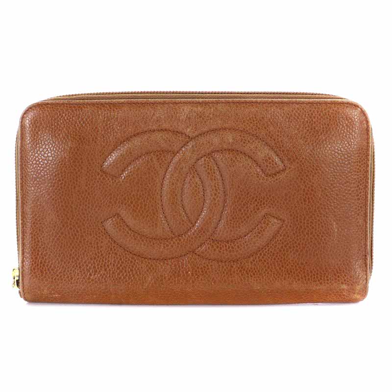 シャネル CHANEL 長財布 ラウンドファスナー キャビアスキン ココ  