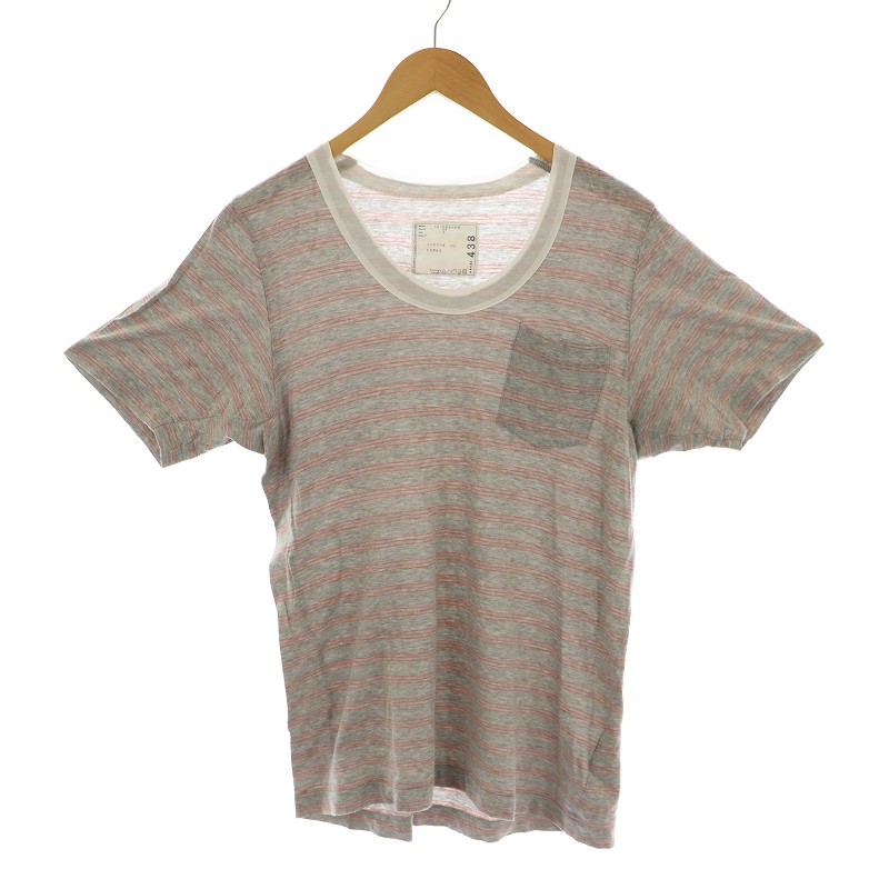 サカイ sacai 13SS 襟切り替えUネックボーダーTシャツ2 カットソー 