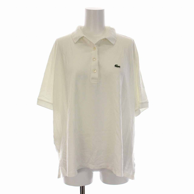 ラコステ　ポロシャツ　刺繍　半袖　白 Lacoste 白 ポロシャツ デカワニ刺繍 サイズ3 L5190 ぺルー製 スリム