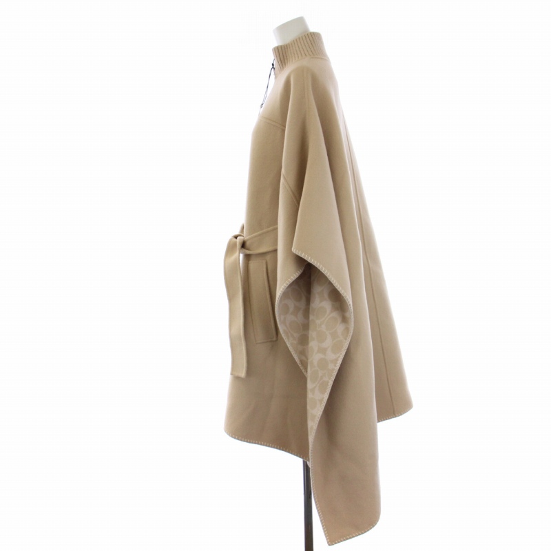 未使用品 コーチ COACH WOOL CAPE ジップウールコート ポンチョ ロング 