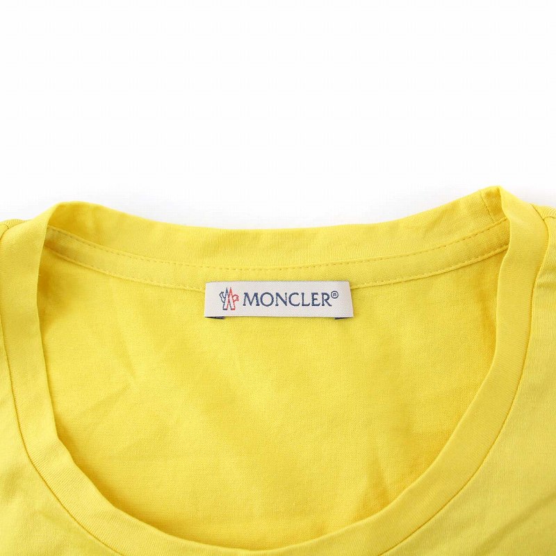 【関税込み】Moncler イエロー ロゴ刺繍パッチ Tシャツ 関税負担なし♪Moncler Tシャツ ハートロゴパッチ付き (MONCLER