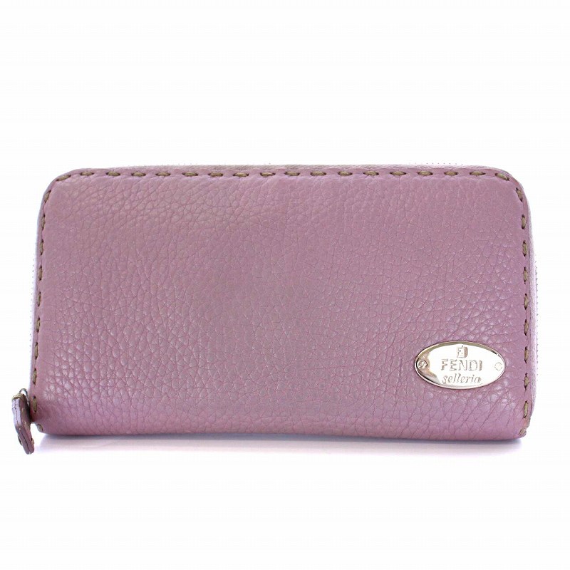 フェンディ FENDI セレリア 長財布 ラウンドファスナー レザー ピンク  