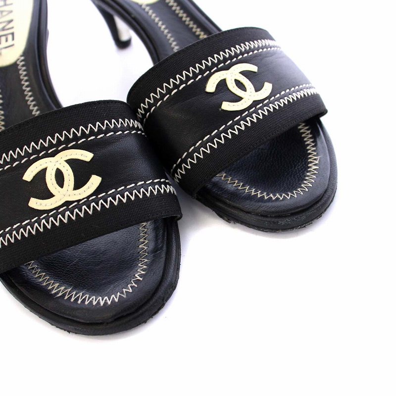 シャネル　ミュール　サンダル　ココマーク　36.5 黒 シャネルミュールサンダルココマーク36.5 黒