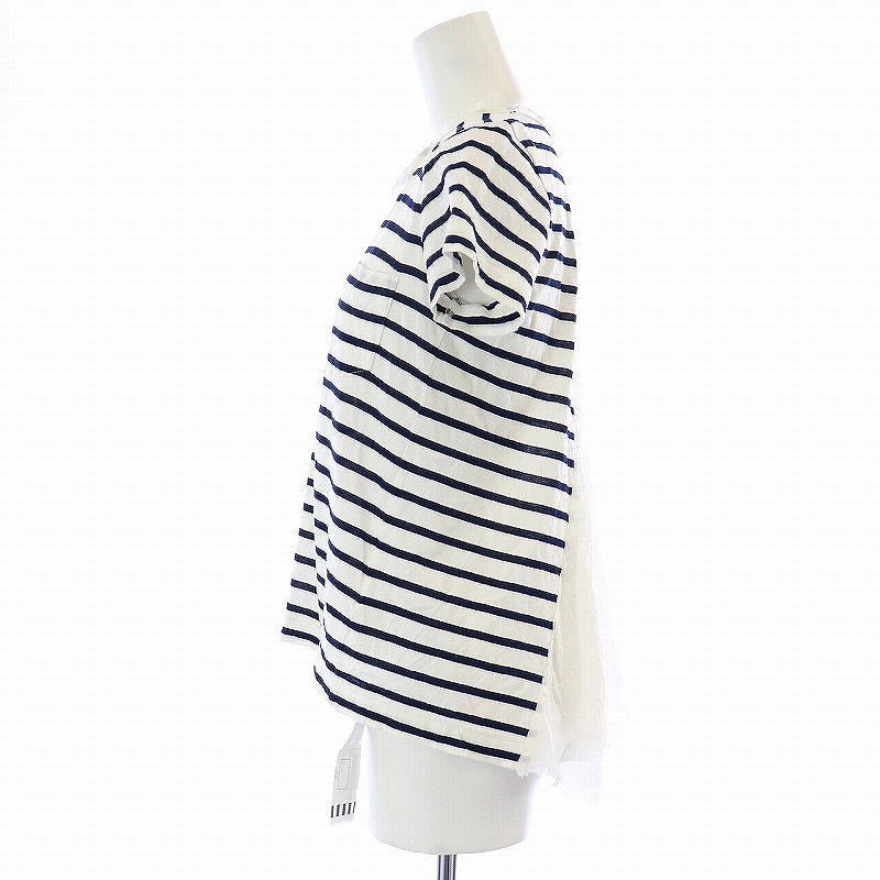 sacai - サカイラック sacai luck  半袖カットソー Tシャツ クルーネック 異素材切替デザイン サイズ1 S相当 15SSLU939 ブルー ブラック ボーダー柄【中古】【新品同様】【美品】 sacai - サカイラック sacai luck 半袖カットソー Tシャツ