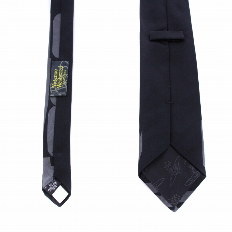 Vivienne Westwood オーブ柄 ネクタイ シルク100% ブラック ヴィヴィアンウエストウッド Vivienne Westwood ネクタイ ロゴ