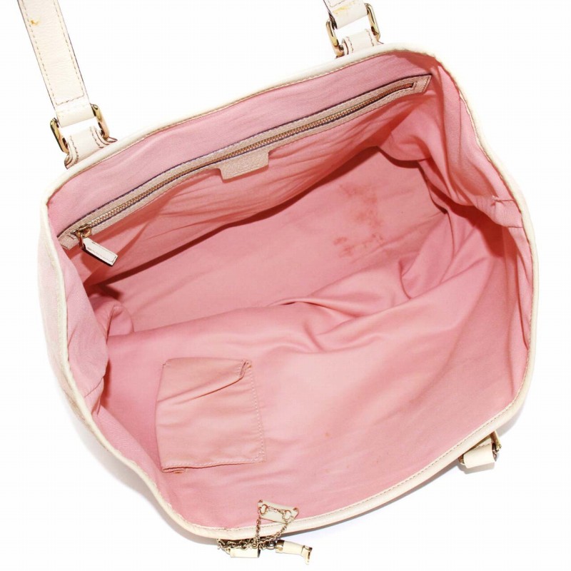 グッチ GUCCI トートバッグ GGキャンバス GG柄 チャーム ピンク 白 