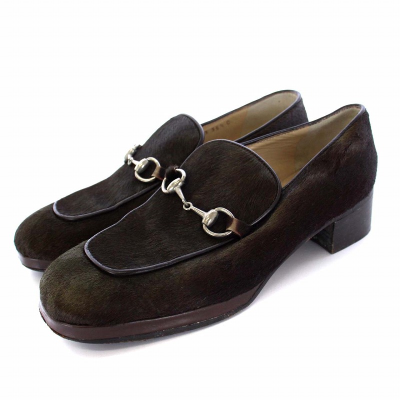 グッチ GUCCI ホースビットローファー ハラコ スクエアトゥ チャンキー 
