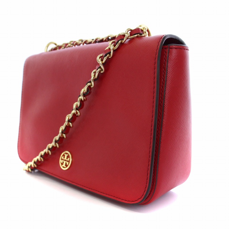 トリーバーチ TORY BURCH ショルダーバッグ チェーン ロゴ レザー 赤  