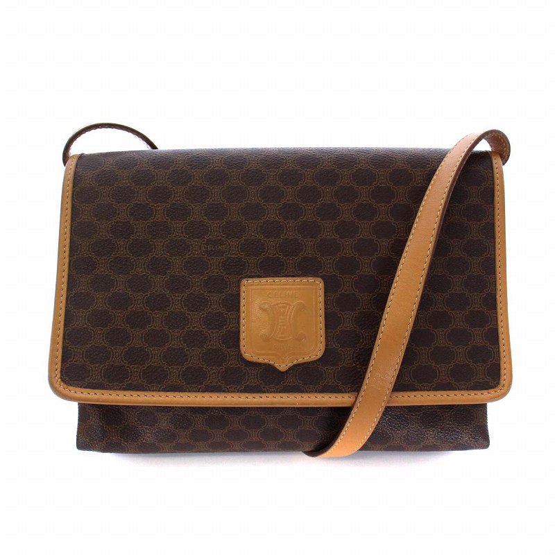 セリーヌ CELINE マカダム柄 ショルダーバッグ クラッチバッグ 2WAY 茶 