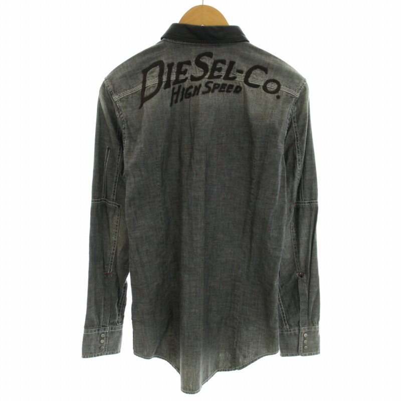 ディーゼル DIESEL 長袖シャツ グレー×黒 メンズ トップス DIESEL