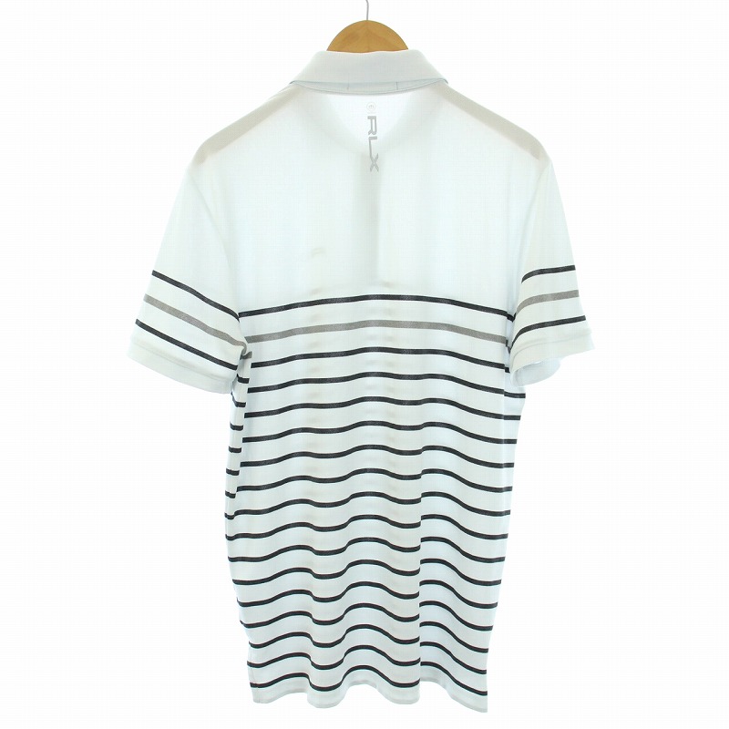 RLX ラルフローレン 半袖ポロシャツ グレー×白 ボーダー グレー系 M [240001246990]【中古】メンズ RLX ラルフローレン 半袖ポロシャツ ボーダー柄 グレー系 サイズ：M