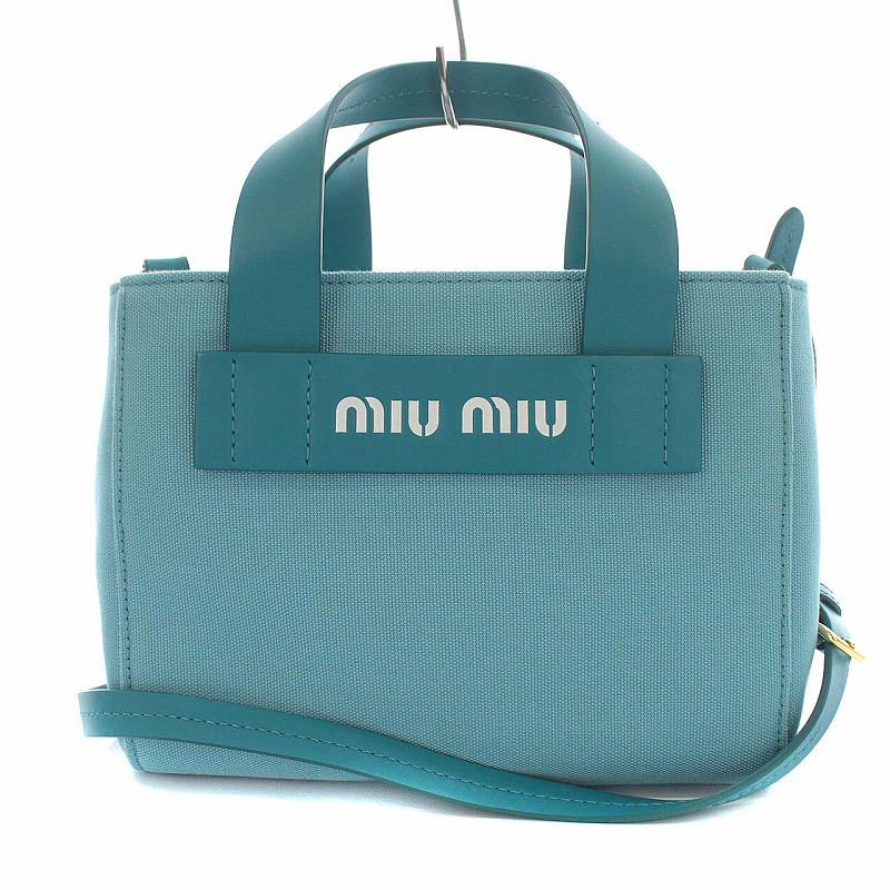 ミュウミュウ miumiu カナパ キャンバス ハンドバッグ ショルダー 