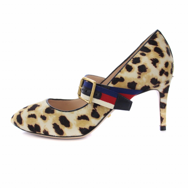 グッチ GUCCI パンプス ハイヒール ポインテッドトゥ ストラップ 
