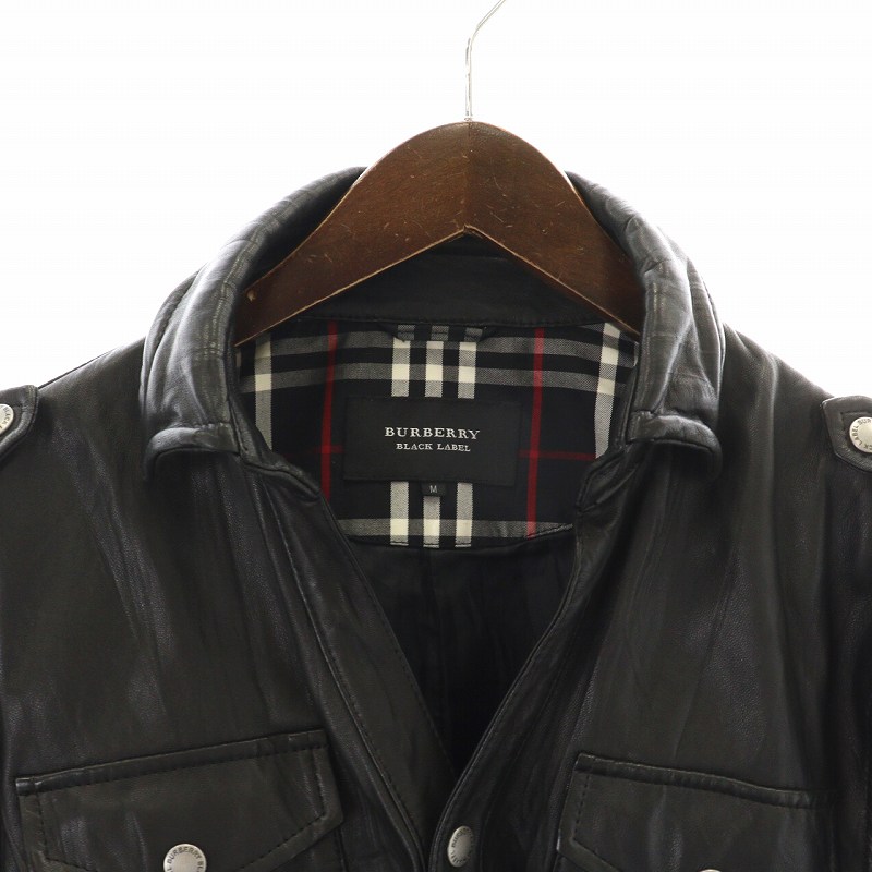 バーバリーブラックレーベル　ラムレザー　ジャケット　ブラック　シャドウホース　M 中古・古着通販】BURBERRY BLACK LABEL (バーバリーブラック