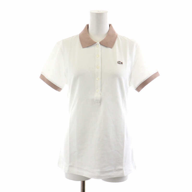 未使用品 ラコステ LACOSTE ストレッチ鹿の子バイカラー襟ポロシャツ 