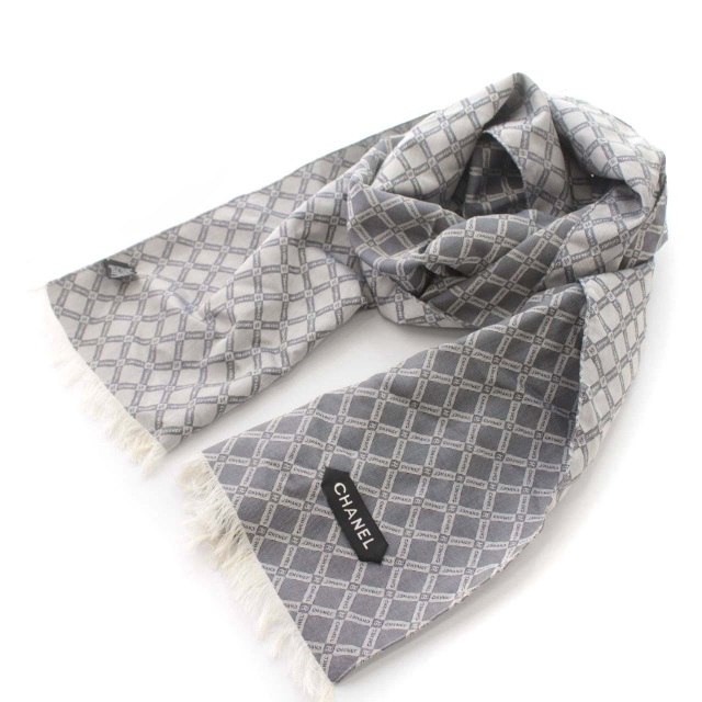 シャネル CHANEL ストール マフラー ココマーク ロゴ チェック シルク  