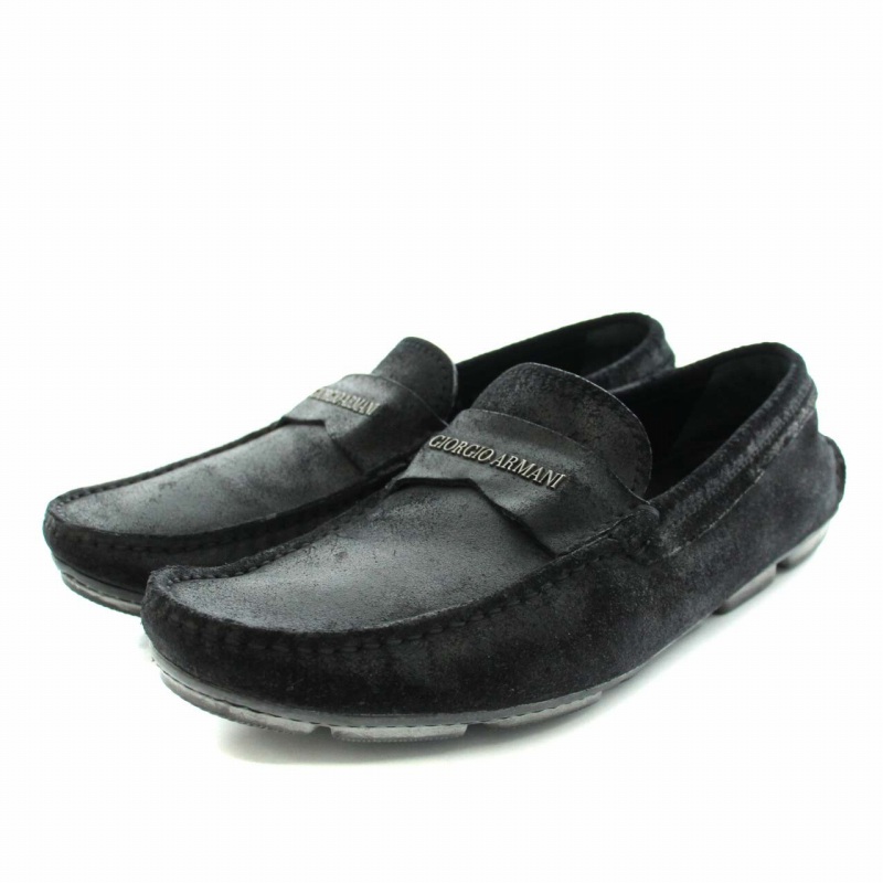 ジョルジオアルマーニ GIORGIO ARMANI ブラックスエードローファー 