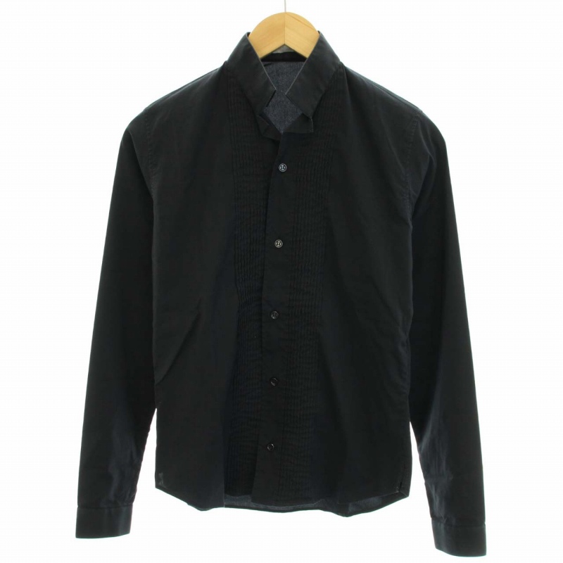 ディオールオム Dior HOMME シャツ ピンタック 長袖 プリーツ 36 XS 黒 
